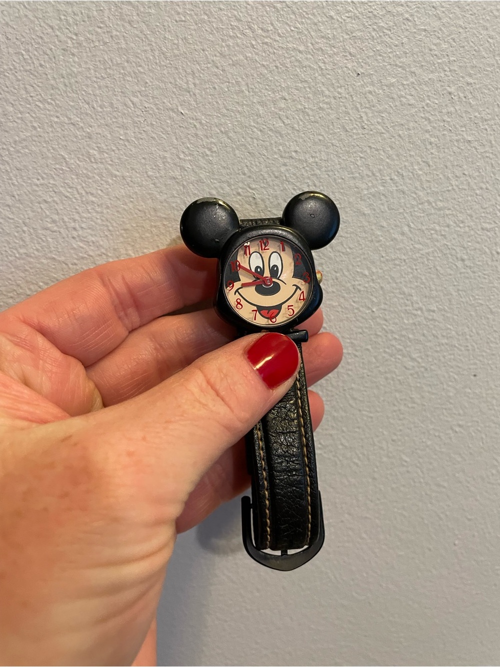 Disney Black Mickey Mouse Clip-On Watch with Red Accents